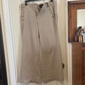 Wide Leg Beige Jeans